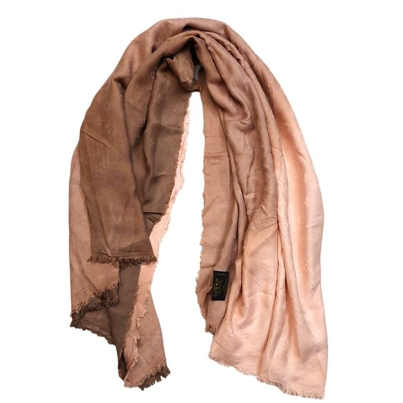 LOUIS VUITTON LV Vintage Pink & Brown Ombre Monogram Scarf Shawl Wrap - Picture 2 of 14